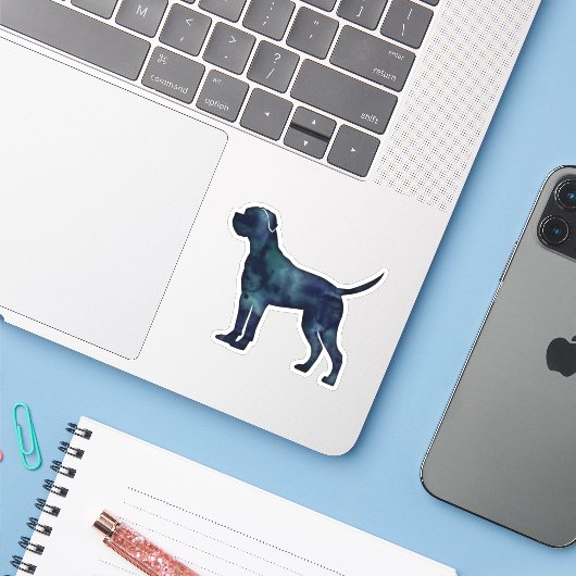 Cane Corso Black Waterverf Dog Silhouette Sticker (Laptop met iPhone)