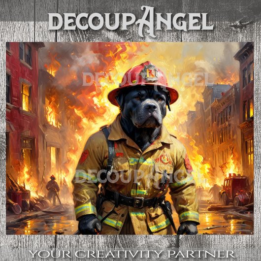 Cane Corso - Brandweerman - Decoupage - Tissuepapier
