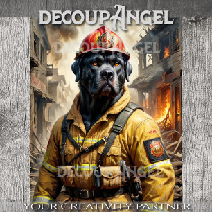Cane Corso - Brandweerman - Decoupage - Tissuepapier