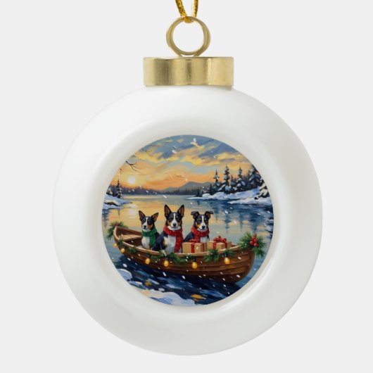 Cane Corso Christmas Boat Holiday Keramische Bal Ornament (Voorkant)