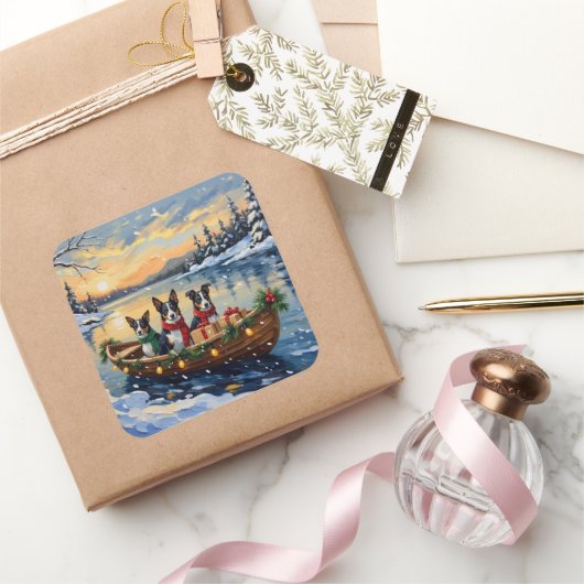 Cane Corso Christmas Boat Holiday Vierkante Sticker (Geschenken)