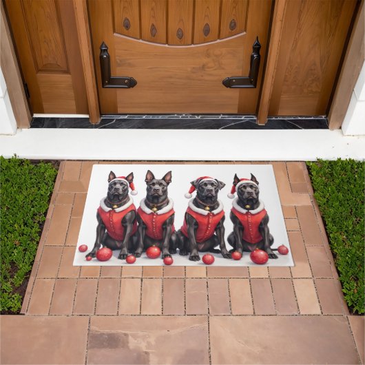 Cane Corso Christmas Dress Santa Hat Deurmat (Buiten)
