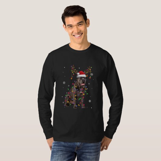 Cane Corso Christmas Light Reindeer Shirt For Dog (Voorkant volledig)