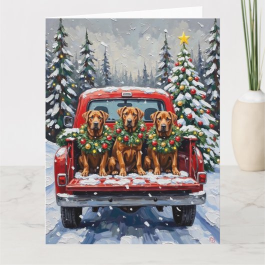 Cane Corso Christmas Red Truck Holiday Kaart (Voorkant)