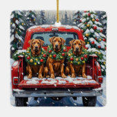 Cane Corso Christmas Red Truck Holiday Keramisch Ornament (Achterkant)