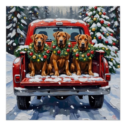 Cane Corso Christmas Red Truck Holiday Perfect Poster (Voorkant)
