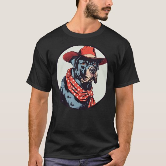Cane Corso Cowboy Grappige Hond Wilde Westen T-shirt (Voorkant)