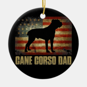Cane Corso Dad -American Flag Patriotic Keramisch Ornament