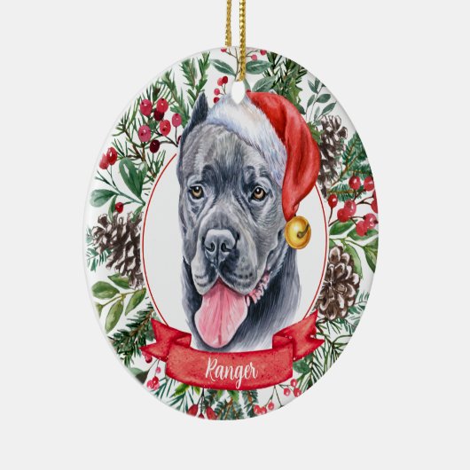 Cane Corso Dog Aangepaste kerstkerstversiering Keramisch Ornament (Rechts)