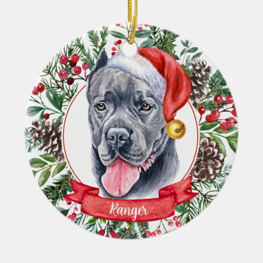 Cane Corso Dog Aangepaste kerstkerstversiering Keramisch Ornament (Voorkant)