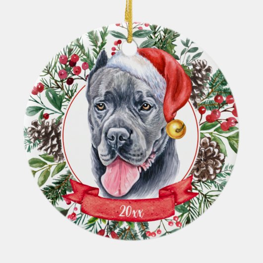 Cane Corso Dog Aangepaste kerstkerstversiering Keramisch Ornament (Achterkant)