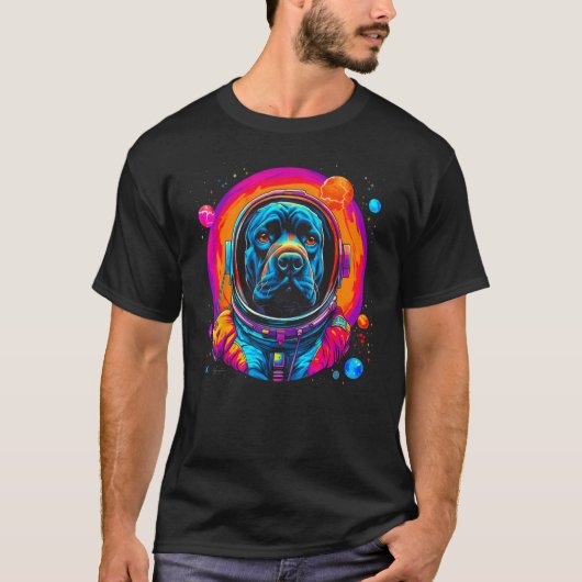 Cane Corso Dog Astronaut in Space T-shirt (Voorkant)