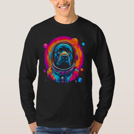 Cane Corso Dog Astronaut in Space T-shirt (Voorkant)