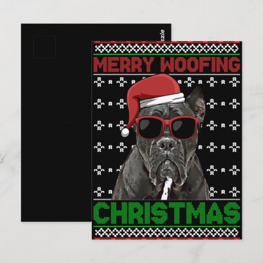 Cane Corso Dog Funny Merry Woofing Kerstmis Briefkaart (Voorkant / Achterkant)