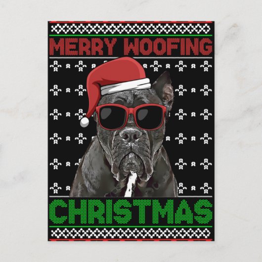 Cane Corso Dog Funny Merry Woofing Kerstmis Briefkaart (Voorkant)
