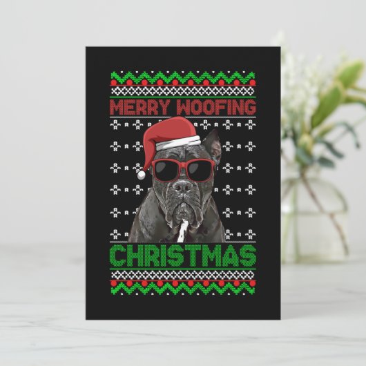 Cane Corso Dog Funny Merry Woofing Kerstmis Kaart (Staand voorkant)