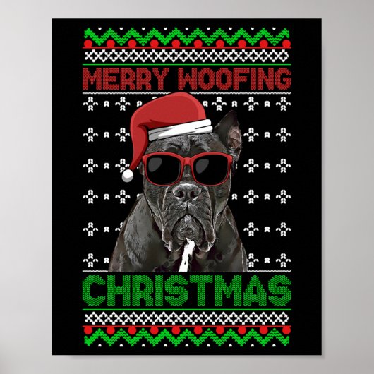 Cane Corso Dog Funny Merry Woofing Kerstmis Poster (Voorkant)