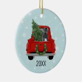 Cane Corso Dog Kerstrode vrachtwagen Keramisch Ornament (Rechts)
