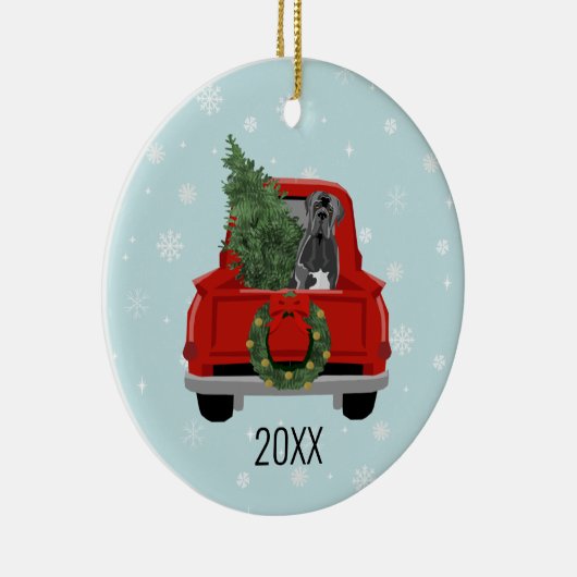 Cane Corso Dog Kerstrode vrachtwagen Keramisch Ornament (Rechts)