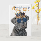 Cane Corso Dog King voor Dag Grappige Verjaardag Kaart (Gele Bloem)