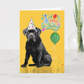 Cane Corso Dog Party Hat Yellow Birthday Kaart (Voorkant)