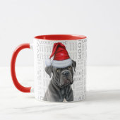 Cane Corso Dog Santa op Woof Achtergrond Mok (Links)