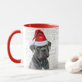 Cane Corso Dog Santa op Woof Achtergrond Mok
