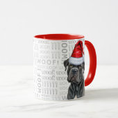 Cane Corso Dog Santa op Woof Achtergrond Mok (Voorkant rechts)