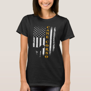 Cane Corso Dog Silhouette Amerikaanse Vlag Grappig T-shirt