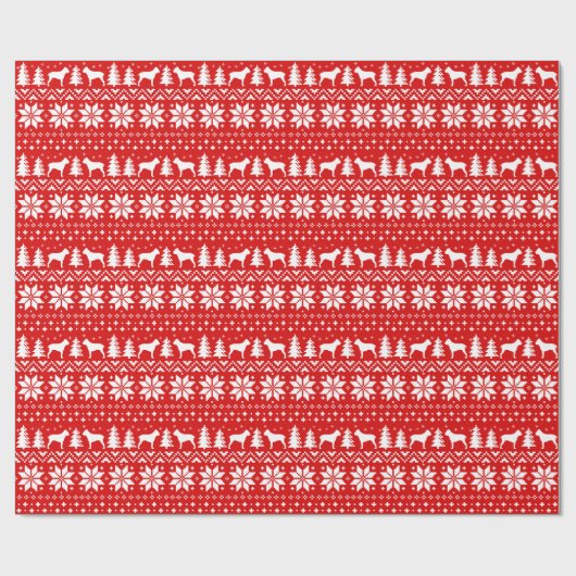 Cane Corso Dog Silhouettes kerstfeestdagen Cadeaupapier (Vlak)