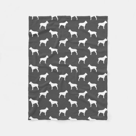 Cane Corso Dog Silhouettes Pattern Grey and White Fleece Deken (Voorkant)