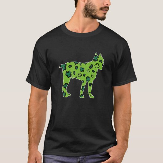 Cane Corso Dog St. Patrick's Day Green Leopard Sha T-shirt (Voorkant)
