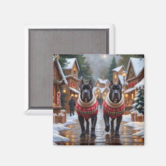 Cane Corso Dogs Christmas Snow Holiday Magneet (Voorkant / Achterkant)