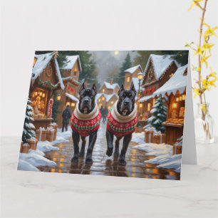 Cane Corso Dogs Kerstmis Sneeuw Vakantie Kaart