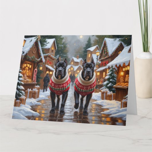 Cane Corso Dogs Kerstmis Sneeuw Vakantie Kaart (Voorkant)
