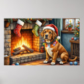 Cane Corso Fireplace with Christmas Lights Poster (Voorkant)