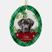 Cane Corso Gepersonaliseerde Eerste Kerstmis Keramisch Ornament (Rechts)