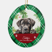 Cane Corso Gepersonaliseerde Eerste Kerstmis Keramisch Ornament (Links)