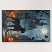 Cane Corso Gotische Kasteel Halloween Kunst Legpuzzel (Horizontaal)