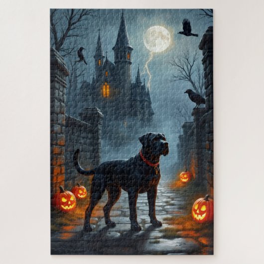 Cane Corso Gotische Kasteel Halloween Kunst Legpuzzel (Verticaal)