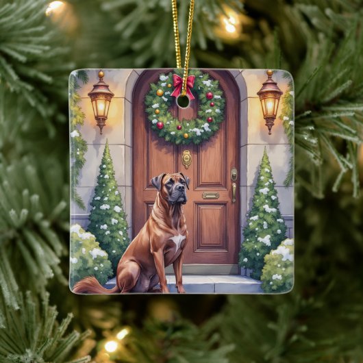Cane Corso Grand Door Evergreen Christmas Art Keramisch Ornament (Boom)