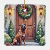 Cane Corso Grand Door Evergreen Christmas Art Keramisch Ornament (Achterkant)