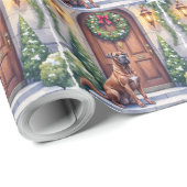 Cane Corso Grote Deur Immergroen Kerst Kunst Cadeaupapier (Rol Hoek)