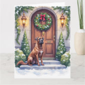 Cane Corso Grote Deur Immergroen Kerst Kunst Kaart (Voorkant)