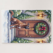 Cane Corso Grote Deur Immergroen Kerst Kunst Legpuzzel (Horizontaal)