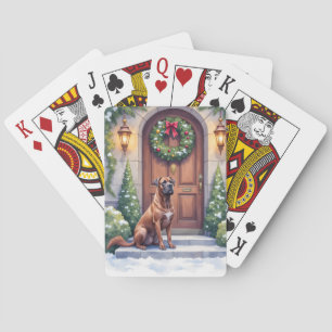 Cane Corso Grote Deur Immergroen Kerst Kunst Pokerkaarten