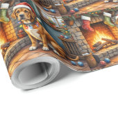 Cane Corso Haard met Kerstverlichting Cadeaupapier (Rol Hoek)