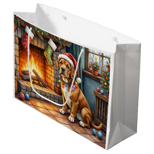 Cane Corso Haard met Kerstverlichting Groot Cadeauzakje (Voorkant Gekanteld)