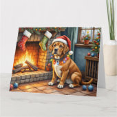Cane Corso Haard met Kerstverlichting Kaart (Voorkant)