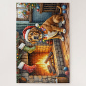 Cane Corso Haard met Kerstverlichting Legpuzzel (Verticaal)